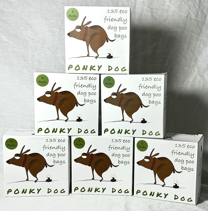 Stack of 6 boxes of Ponky Dog poo bags
