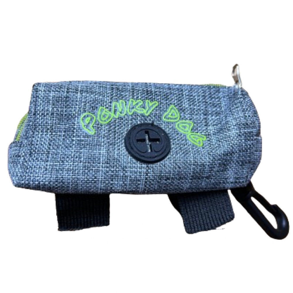 Dog poo bag with 2 velcro fasteners and lead clip