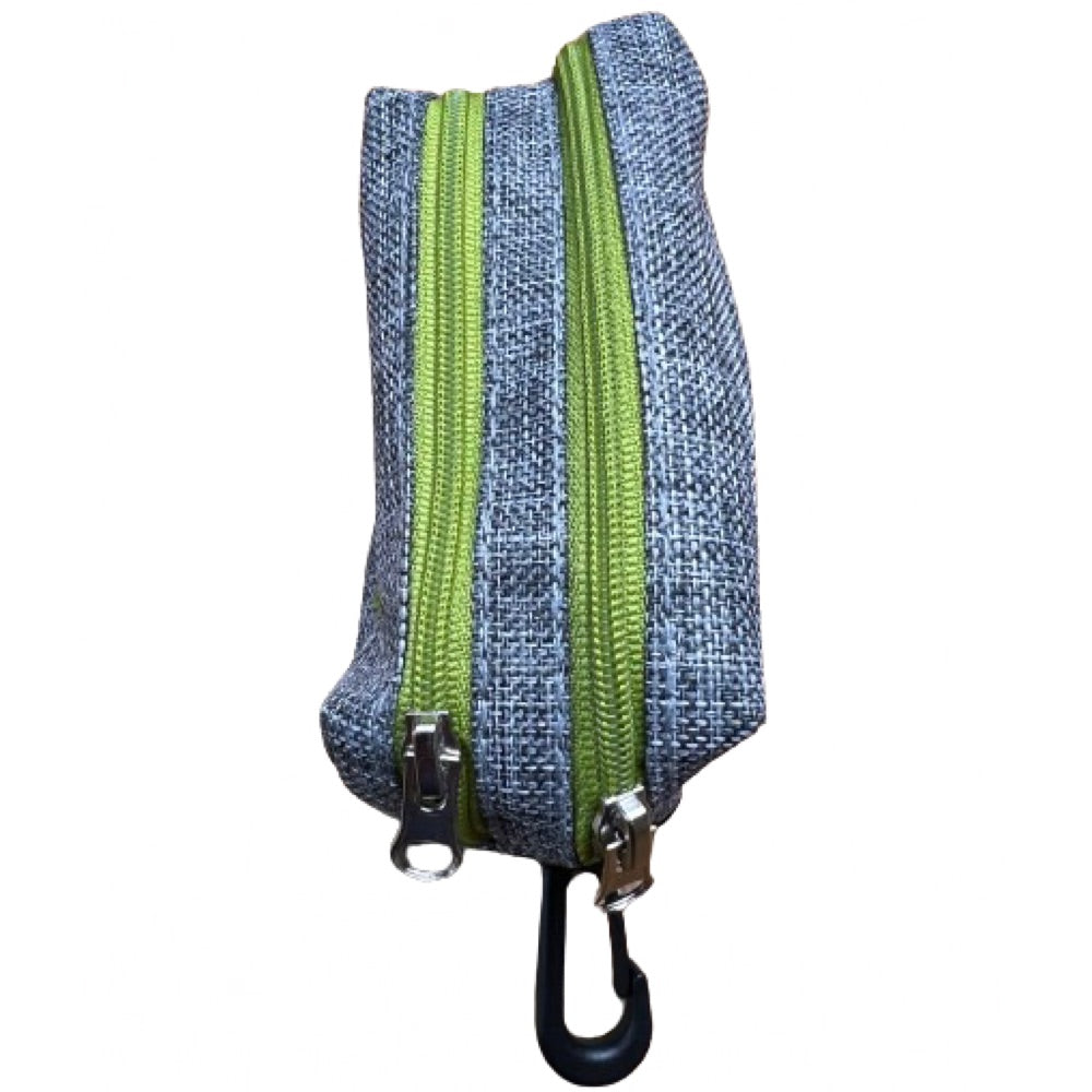 Dog poo bag dispenser with two zipped chambers